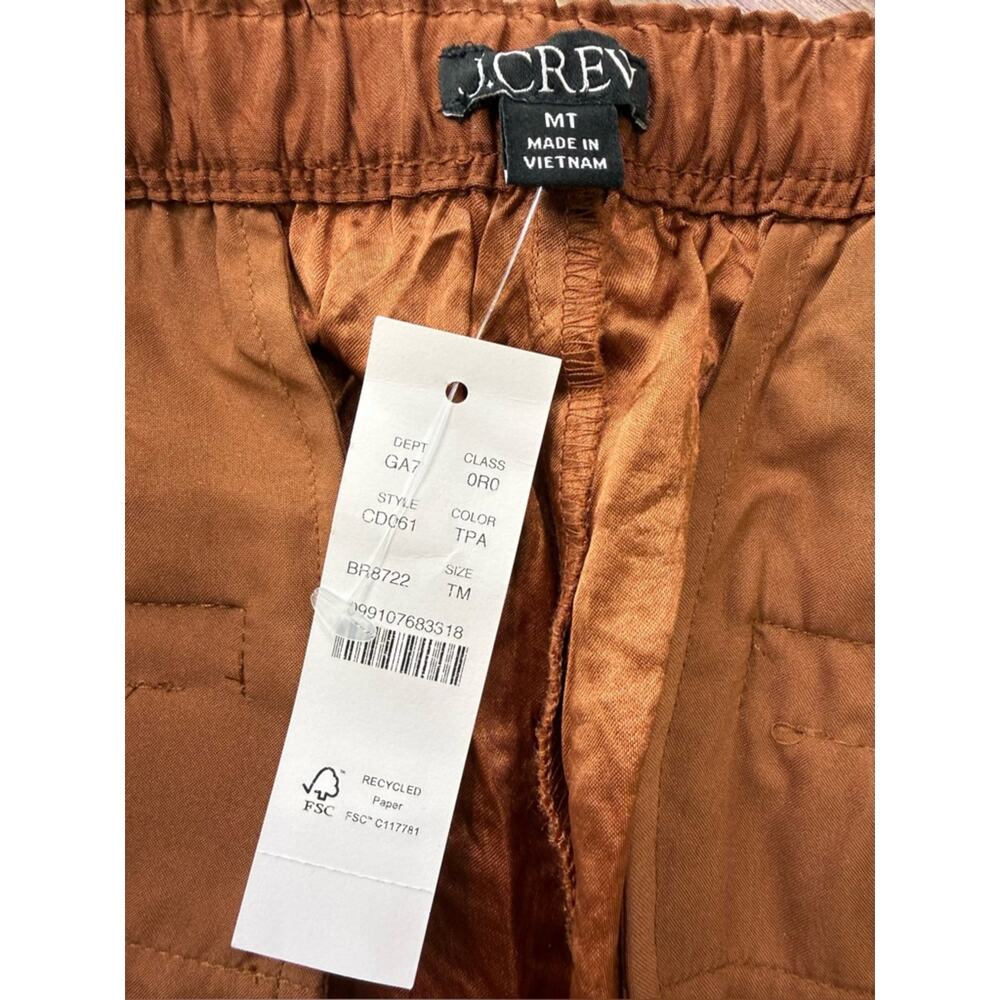 NWT J. Crew Stratus Pant In Textured Satin Toasted Paprika Brown Sz Medium Tall - Picture 8 of 13